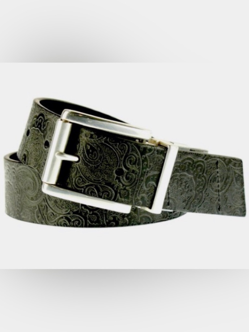 ROBERT GRAHAM Reversible Paisley Embossed Leather Belt